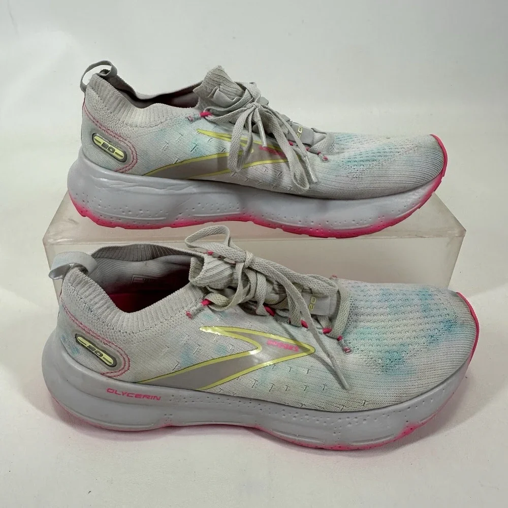 Brooks Womens Glycerin 20 Gray Pink Running Shoes Size 9 B‎